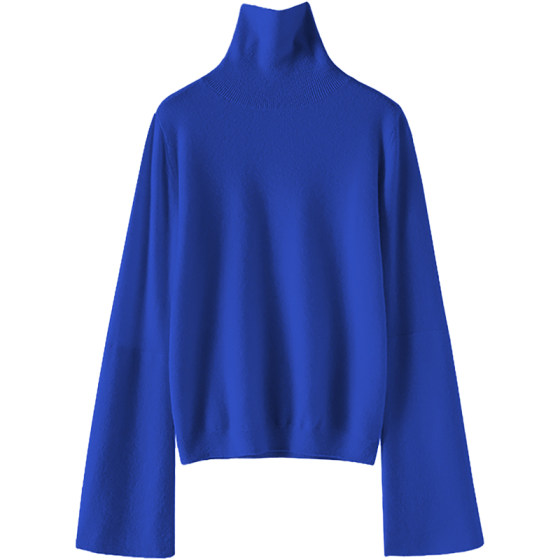 
Calm and confident~Double-layer large-sleeved turtleneck cashmere sweater for women 100 pure cashmere sweater pullover for autumn and winter