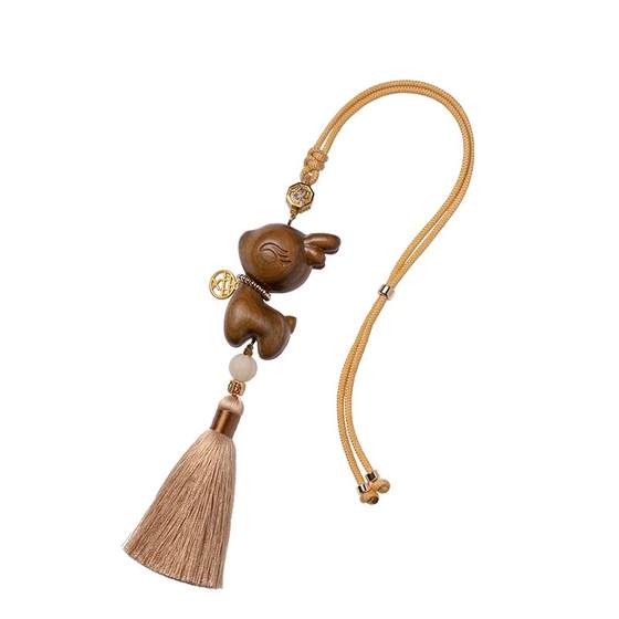 Sandalwood Yilu Ping'an Automobile Pendant Natural Wooden High-end Car Car Hanging New Creative Interior Decoration Pendant