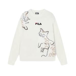 FILA official women's sweater for winter fashion casual loose pullover cat sweater
