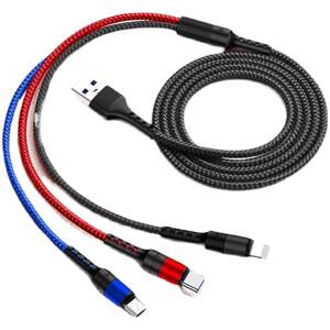 
5A super fast charging one tow three data cables are suitable for Apple Android Type-c Huawei mobile phone charger three-in-one