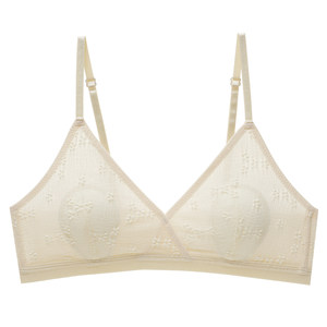 French underwear for women's summer thin small breasts gathered and unemployed cup comfortable, no steel rings, ultra-thin anti-convex dots rabbit ear bra