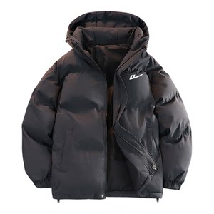 
Pull-back cotton coat, thickened bread coat, men's autumn and winter warm and cold-proof loose hooded cotton coat, mid-length couple's coat