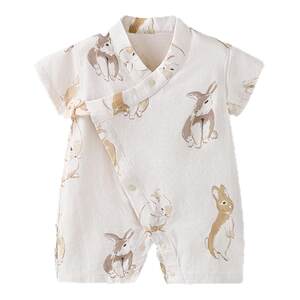
Tongtai baby short-sleeved jumpsuit summer male and female baby clothes newborn baby clothes kimono pajamas bamboo cotton gauze