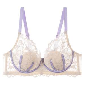 Women's underwear with big breasts and small breasts is gathered to prevent sagging. Summer underwire large size lace sexy thin bra set