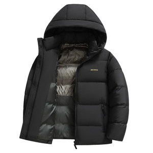 
Flying in the snow men's short down jacket winter casual hooded down jacket outdoor windproof warm bread coat for men