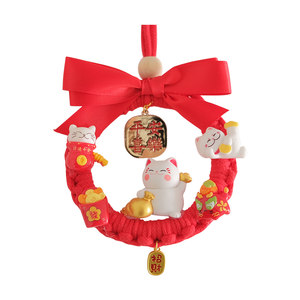 
2026 Year of the Horse lucky cat car pendant car pendant peace and joy hand-woven diy material package gift