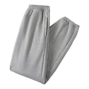 
Summer sports pants for men's solid color straight loose cotton spring and autumn thickened velvet casual trousers versatile pants