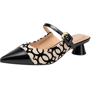 
Qianbaidu pointed toe thick heel slippers for women in summer new style for wearing Baotou Xiaoxiang style slippers