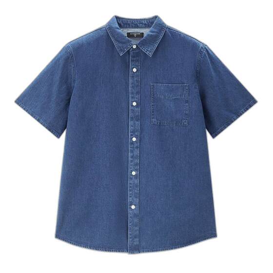 Zo Danu Shirt Men's Cotton thin denim Single Pocket Short -sleeved Casual Shirt 13044201
