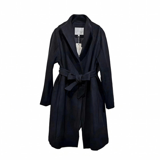 
Wool coat mid-length belt lapel temperament woolen coat black coat autumn and winter women's clothing brand tail products