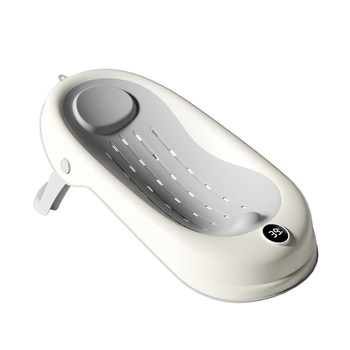 Heat-sensing baby bath stand, sitting and lying support artifact
