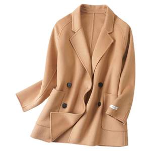 Off-season double-sided wool coat for women mid-length 2025 new suit collar double-breasted loose slimming woolen coat