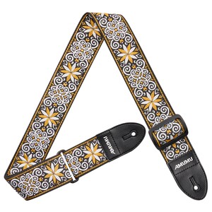 
AMUMU acoustic guitar strap for men and women embroidered electric guitar strap for folk retro bass instrument accessories universal