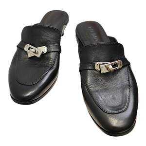 
Paijiao high-end horsehide mules for women European toe-toe half-slipper loafers Kelly buckle women's shoes 920-1