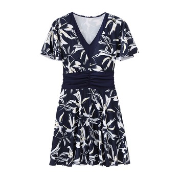 Mom bubble hot spring swimsuit female middle -aged and elderly large size swimsuit
