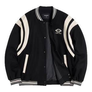 
The classic baseball uniform for men in autumn and winter new rag-shoulder windproof and warm tweed American retro jacket