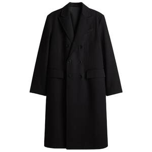 
HM men's woolen coat winter lapel mid-length double-breasted twill coat 1262236