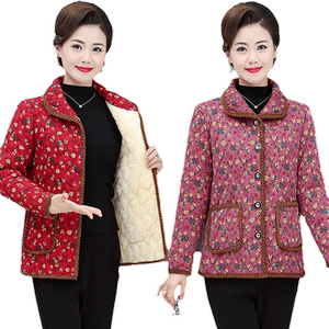 Mom pretend to add velvet thick cotton jacket jackets to keep warm home cotton jackets Middle -aged women's cotton cotton jacket middle -aged and elderly winter clothing