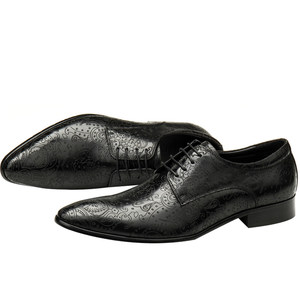 
European and American popular models, personalized fashionable men's laser pattern men's shoes, domineering masculine temperament, business casual leather shoes, black