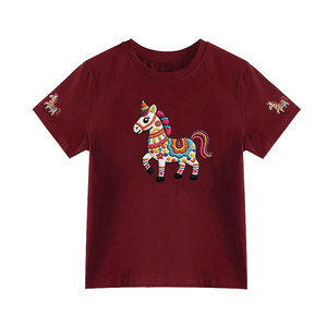 
Plus size women's 2026 new summer style cover belly round neck fat mm slimming New Year red pony right shoulder short-sleeved T-shirt