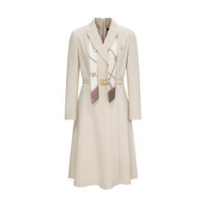 [Easy to take care of] Scofield women's clothing temperament waist-hugging A-line four-sided elastic suit dress 2025 spring new product