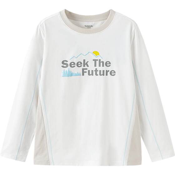 
[Same style in shopping mall] Balabala boys' long-sleeved T-shirts, big children's white tops, spring and autumn children's clothing, sports trendy T-shirts