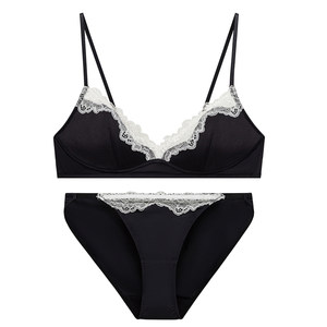 
Forlé girl French bra lace without wires, thin, small breasts, sexy pure lust bra set new product