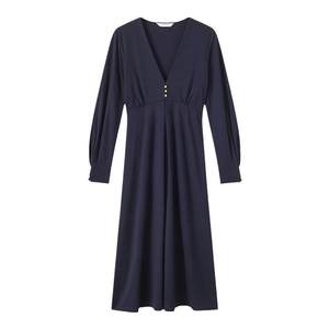 
lkbennett French dress for women new spring long-sleeved v-neck slightly elastic high waist A-line mid-skirt temperament