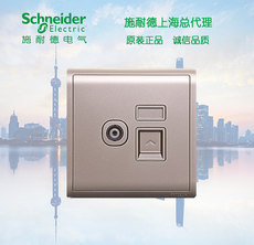 Розетка 施耐德开关面板86型 丰尚系列 双联电视信息插座 丰尚金电视电脑 Schneider