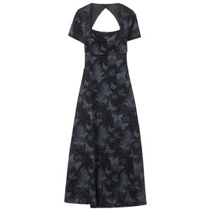 
KEIKO sfumato butterfly French square neck dress summer sexy revealing aesthetics high elastic pinch waist long skirt