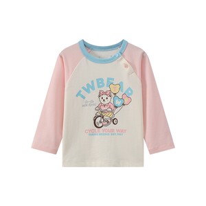 
TeenieWeenie Kids Bear Children's Clothing 25 Years Old Shoulder Open Button Long Sleeve Cotton T-shirt for Men and Women Bottoming Shirt