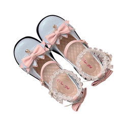 Superpink Original Lolita Japanese Style Lace Bow Flat Round Toe Shoes For Women