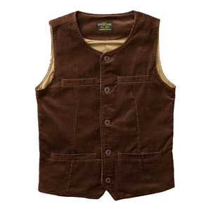 
American retro corduroy vest for men, heavyweight American khaki pure cotton work vest, casual multi-pocket waistcoat for men