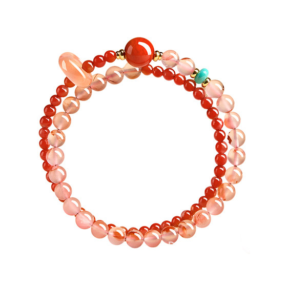 Qingxiang Tainan Red Bracelet Women's Official Natural Ice Floating Red Agate Bracelet Zodiac Year of the Horse Birthday Gift
