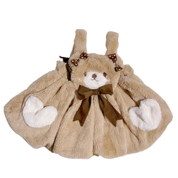 Bear Embroidery Girls Suspender Dress Winter New Plush Cute Children Lolita Princess Dress Suspender Dress