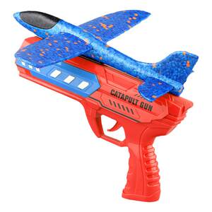 Children's hand throwing plane foam ejection toy gun boy outdoor sports square flying sky glide kite gun glow
