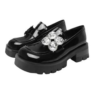 
Zhao Lusi Xu me dazzling same style mio round toe shoes women's shoes rhinestone loafers thick sole heightening shoes