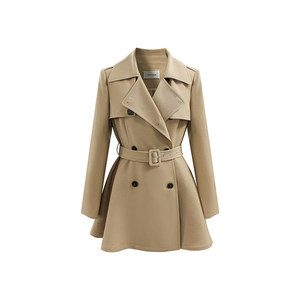 THE SWAN Sihuang Light Luxury High-ranking Sister Classic Retro Double Breasted Waist Trench Coat Jacket Women