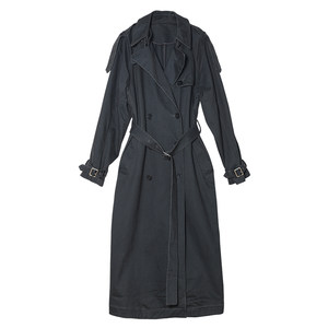 Carolingian low luxury collection ROW style! High-stretched horse cotton silhouette long windbreaker Heavy industry ready-to-wear jacket