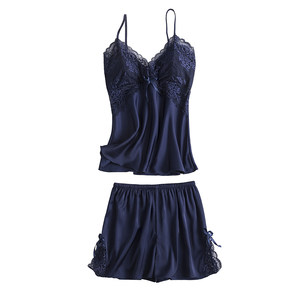 New sexy pajamas Female Summer Summer Summer Summer Two -piece Boys Cushion Lace Strait Paper Belly White