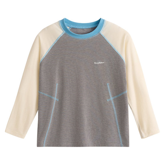 
HeyBetter Children's Merino Wool Long Sleeve T-Shirt Temperature-Regulating Outdoor Round Neck Spring Basement Top for Boys and Girls