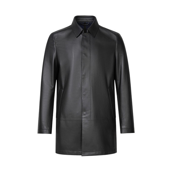 
[First layer sheepskin] Carl Danton lapel mid-length leather jacket for men's autumn and winter warm leather jacket