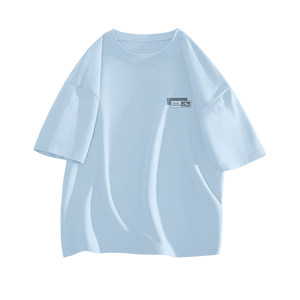 
Jeanswest blue short-sleeved men's summer new pure cotton right shoulder boys' t-shirt half sleeves with men's t-shirt L