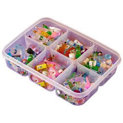 Miniature model food and play storage box, cute display box, mini toy transparent grid box, ornaments, building block organization box