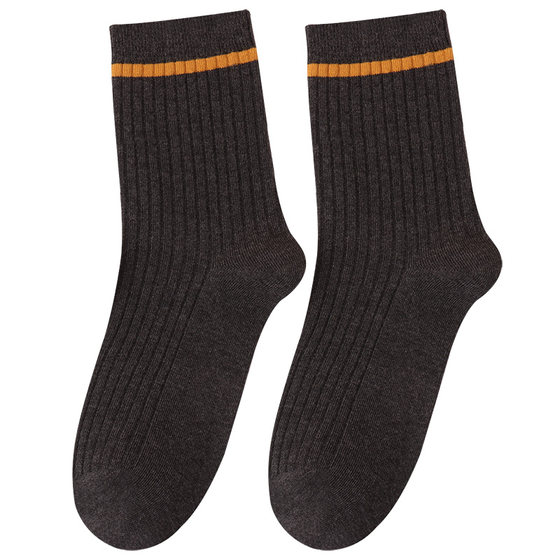
Men's autumn and winter medium-tube cotton socks, casual, extended and thickened, warm socks, dark colors, simple and non-smelling feet