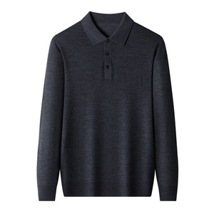 
Light luxury worsted mulberry silk cashmere POLO shirt long sleeve men autumn and winter business casual sweater soft lapel knitted