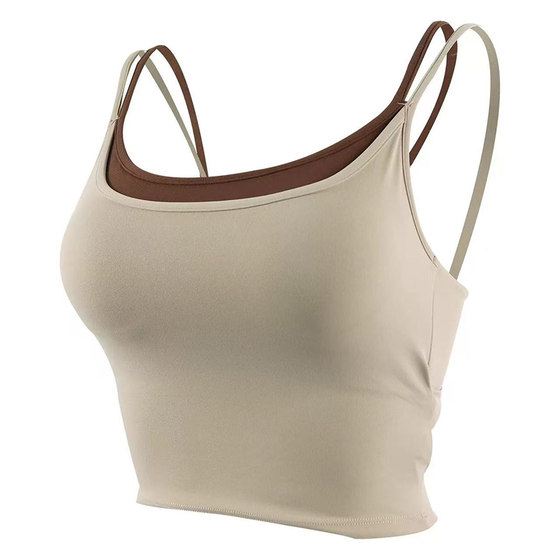 
Beautiful back thin strap sports bra all-in-one shockproof color matching yoga vest outer wear Pilates running training bra