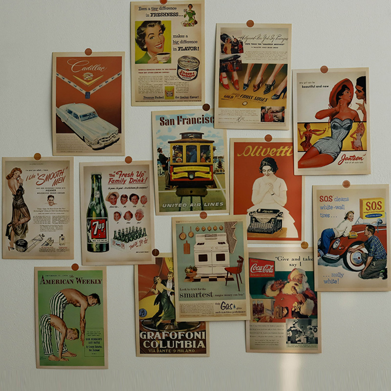 复古文艺画报明信片 欧式浪漫可邮寄可装饰墙面卡片diy咖啡店花店