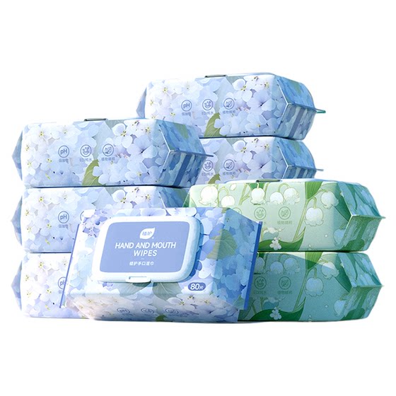 Pure water wet towel paper Baby hand mouth special research newborn baby wet paper towels Family affordable big bag 80 pump
