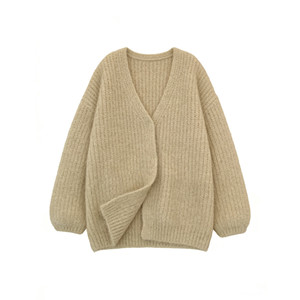
Pure lust style jacket, lazy and loose thickened knitted cardigan, mid-length autumn and winter style, worn with high-end Korean style clothes